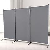 Room Divider Wall 3 Panels 6 FT Partition Room Dividers and Folding Privacy Screens, Portable Wall Divider for Room Separation Office Bedroom, Partitions Dividers Freestanding Grey Room Divider Screen