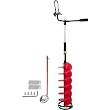 VEVOR Ice Drill Auger, 8 inch Diameter Ice Auger Bit, 41inch Length Cordless Ice Augers for Ice Fishing with Extra 14' Length-Adjustable Extension Rod, Drill Adapter and Replaceable Auger Blade