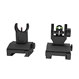 ZONGER Flip Up Sight Low Profile Backup Iron Sight with Red and Green Dot for Picatinny Weaver Rails Foldable Sights Front and Rear Sights-Fiber Optic flip up Sights-New (Black)