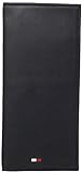Tommy Hilfiger Leather Secretary Wallet - Slim Long Multipurpose Versatile Vertical Bifold Checkbook Cover, Black