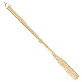 OFITMAGIC 21.6'' Long Handled Bamboo Wooden Shoe Horn,Wood Shoe Horn Long Handle for Seniors,Women and Men,Wooden ShoeHorn with Leather Strap for Hanging
