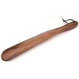 Bamber Shoe Horn, Wooden Shoe Horn Long Handle for Seniors 15 Inches Great Handhold with Loop for Hanging Boot Shoe Horn for Women Men Kids Pregnancy - Walnut Wood