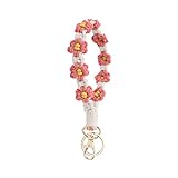 WALXINK Flower Handmade Wristlet Keychain for Women with Key Ring Macrame Lanyards for Keys Sturdy Keychain for Car Keys