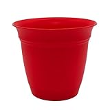 The HC Companies 6 Inch Eclipse Round Planter with Saucer - Indoor Outdoor Plant Pot for Flowers, Vegetables, and Herbs, Strawberry Red