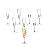 XKXKKE Plastic Champagne Flutes, 8 Pcs Shatterproof Reusable Fancy Crystal Clear Champagne Glasses, 5 oz Acrylic Unbreakable Elegant Party Drinking Cocktail Wine Glasses Wedding Birthday Bar Goblets