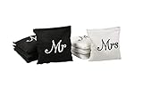 GoSports Wedding Theme Cornhole Bag Set - Includes 4 Black Mr Bags and 4 White Mrs Bags