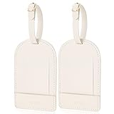 GELVTIC Faux Leather Luggage Tags for Suitcase Tag Set Privacy Protection with Identifie Name Lable ID Card Baggage tag for Men Women Kids Girls Travel Accessories, 2/4 Pack (LT06-White)