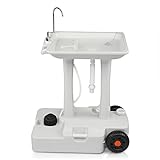 VINGLI 30L Upgraded Portable Sink| Rolling Hand Wash Basin Stand with Towel Holder & Soap Dispenser & Wheels, Perfect for Garden/Camping/Outdoor Events/Gatherings/Worksite/RV/Indoor