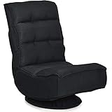 Giantex 360 Degree Swivel Floor Chair, Folding Floor Gaming Chair with 6 Positions Adjustable, Lazy Sofa Lounge Chair w/Tufted Back Support, Video Gaming Chair for Reading TV Watching (Black)