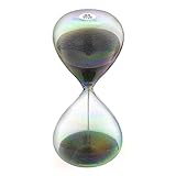 CNCJ Hourglass 60 Minute Sand Timer, Black Sand Clock, Large Hourglass Sand Time with 7 Colored Glass, Sand Watch 60 Min, Minimalist Unique 1 Hour Glass Sandglass for Home, Desk, Office Decorative