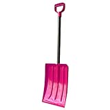 ERA Kids Snow Shovel with Steel Shaft— Colorful Scoop for Chores and Winter Activites, Pink