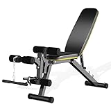 ZENOVA Workout Bench , Multi-Purpose Weight Bench Adjustable Incline Decline Exercise Bench with Leg Extension, Home Workout Bench Press (Yellow Line)