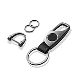 Gkeygo Carabiner Keychain, Key Chains for Car Key with 2 Key Rings and Anti-Lost D-Ring, Multifunctional Leather Keychains for Men and Women – Black