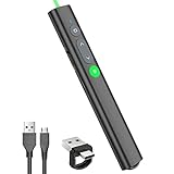 Rechargeable Presentation Clicker for PowerPoint, USB-C/A Green Laser Pointer Wireless Presenter Remote, Projector Smart Board Slideshow PPT Google Slide Advancer for Mac/Laptop/Computer/Office