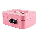 KYODOLED Medium Lock Box Safe with Money Tray for Cash Security - Pink