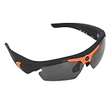 PUSOKEI Camera Glasses Full HD 1080P, Video and Photo Shooting Camera Sunglasses, Portable Recording Camera, Wearable Sports Action Camera for Cycling/Hiking/Fishing/Hunting(Orange)