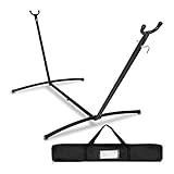 SUPER DEAL Portable 9FT Hammock Stand, Heavy Duty 2 Person 620 LBS Capacity Steel Hammock Frame with Portable Carrying Case, Adjustable 6 Optional Hook Positions, Weather Resistant