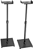 PERLESMITH Universal Speaker Stands Height Adjustable Extend 18” to 43” Holds Satellite & Bookshelf Speakers up to 11lbs-1 Pair PSSS2 Black