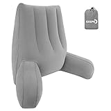 EKEPE Inflatable Reading Backrest Pillow - Back Pillow for Sitting in Bed with Arm Support for Office, Reading and Camping, Support Bed Rest Sit Up Pillow for Adults - Grey