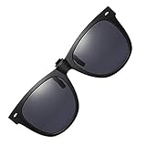 OopsMi Polarized Clip-on Sunglasses Unisex Anti-Glare Driving Sunglasses With Flip Up for Prescription Glasses (Black Lens)