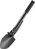 Barska AF13292 Foldable Metal Shovel with Pick, Compass, and Bag for Camping, Gardening, Metal Detecting, etc, Black, One Size