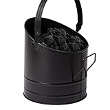 Mind Reader ASHBUCK-BLK Large Fire Place Ash Bucket, Pellet Bucket, Black