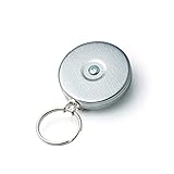 KEY-BAK Original Steel Cable Retractable Keychain with a 48' Stainless Steel Cable, Chrome Front, Steel Belt Clip, 8 oz. Retraction, Split Ring