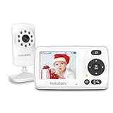 Hello Baby Monitor with Camera and Audio,Safer Video Baby Monitor No WiFi for Privacy, Baby Camera Monitor with VOX Mode,IR Night Vision, LCD Display,1000ft Long Range,360°Horizontal Rotate