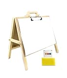 Matty's Toy Stop 2-in-1 Mini Wooden Tabletop Easel with Blackboard, Paper Clip & Accessories