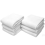 S&T INC. Microfiber Fitness Exercise Home Gym Towels, 360 GSM, 6 Pack, 16-Inch x 27-Inch, White