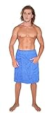 Arus Men Wrap GOTS Certified Organic Turkish Cotton Adjustable Closure Spa Shower and Bath Towel Royal Blue, Large-X-Large