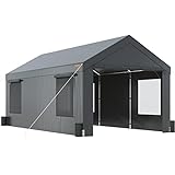 VEVOR Carport 10x20ft, Car Canopy Portable Garage, Heavy Duty Car Port with Roll-up Ventilated Windows & Removable Sidewalls, UV Resistant Waterproof All-Season Tarp for SUV, F150, Car, Truck, Boat