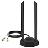 Nelawya Dual Band WiFi Antenna 8dBi 2.4GHz 5GHz 5.8GHz Magnetic Base RP-SMA Adapter Indoor Antenna Compatible with WiFi Security Camera Card WLAN PCI Wireless Router Bluetooth TP-Link Dlink