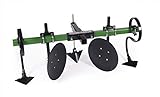 Heavy Hitch Multi-Purpose Disc Cultivator Garden Bedder 3-Point Attachment with S-Tines and Row Maker Insert Powdercoated in Green | USA Made for Compact/Sub-Compact Tractors