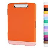 Piasoenc Clipboard with Storage, 8.5x11' Storage Clipboards with Pen Holder and A4 Legal Paper Folder, Heavy Duty Plastic, Folio & Side-Opening, Low Profile Clip, for Nurses, Teachers, Lawers, Orange