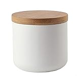 Mozacona Ceramic Pure Color Sugar Bowl Spice Jar Storage Pot with Wooden Lid