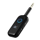 ByDiffer Bluetooth 5.2 Audio Transmitter Receiver for TV to 2 Wireless Headphones, Dual Link 3.5mm Jack AptX Low Latency Aux Bluetooth Adapter for Car, Airplane, Home Stereo (Black)