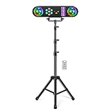 Telbum DJ Lights with Stand, 5 in 1 Party Bar Light Set with Rotating Ball, Strobe, UV, Colorful LED Par Light and Pattern, Sound Activated DJ Lighting System for Disco Stage Gig Band Wedding