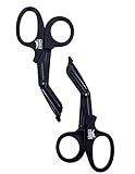 Madison Supply Medical Scissors, EMT and Trauma Shears - 7.5 Inch Premium Quality Stainless Steel Bandage Scissors - Premium Medical Shears - Fluoride-Coated with Non-Stick Blades - 2 Pack (Black)
