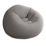 Intex 68579EP Inflatable 42L x 41W x 27H Inch Contoured Beanless Bag Lounge Chair, Gray