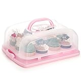 SOUJOY 2in1 Cupcake Carrier, Cupcake Keeper for 12 Standard-Size Cupcakes with Lid and Two Secure Side Closures, Portable Dessert Holder Transports Box for Cakes, Pies, Muffin