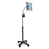 Gooseneck Floor Stand – CTA’s Compact, Adjustable Gooseneck Floor Stand with Swivel Casters for iPad 7th/ 8th/ 9th Gen 10.2”, iPad Air 4, 12.9”, Surface Pro, Zebra & Other 7-13” Tablets (PAD-CGS)