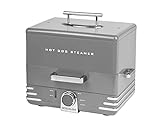 Nostalgia Extra Large Diner-Style Steamer 24 Hot Dogs and 12 Bun Capacity, Perfect For Breakfast Sausages, Brats, Vegetables, Fish-Grey