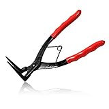 LEONTOOL Internal Master Cylinder Snap Ring Pliers Heavy Duty 90 Degree Bent Long Nose Pliers with Red PVC Handle Internal Ring Remover Retaining Circlip Pliers for Trucks Motorcycles Cars