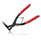 LEONTOOL Internal Master Cylinder Snap Ring Pliers Heavy Duty 90 Degree Bent Long Nose Pliers with Red PVC Handle Internal Ring Remover Retaining Circlip Pliers for Trucks Motorcycles Cars
