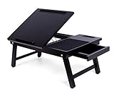 BIRDROCK HOME Bamboo Laptop Bed Lap Tray - Multi-Position Adjustable Tilt Surface - Pull Down Legs - Storage Drawer - Great for Computer iPad Book Coloring Stand