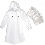 Cosowe Rain Ponchos Disposable for Adults and Kids, 5 Pack Clear Raincoats with Hood Drawstring and Sleeves, Plastic Emergency Family Ponchos for Disney Travel Camping Hiking Outdoor