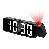 Ankilo Projection Alarm Clock, Newest LED Alarm Clock with 180° Projection on Ceiling Wall with USB Charging,12/24H,Snooze,Battery Backup, Loud Alarm Projector Clock for Bedroom Decer