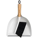 MR.SIGA Dustpan and Brush Set, Portable Cleaning Brush and Dustpan Combo with Bamboo Handle, 1 Set