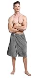 Sinland Microfiber Men's Spa Wrap Towel Bath Towel with Adjustable Closure 24inch x 63inch Grey